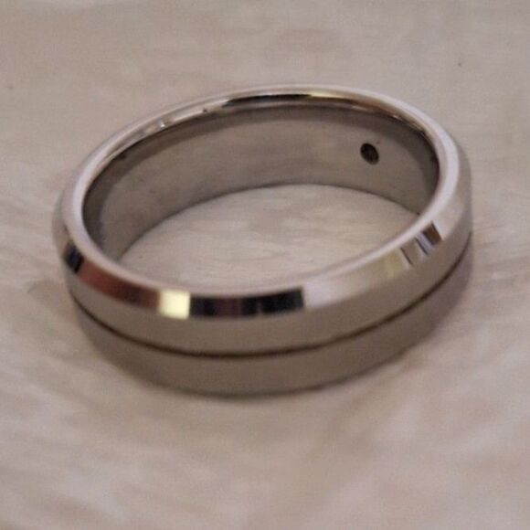 A Triton Men's Ring Tungsten Carbide Steel Wedding Band Silver Tone Size 10 - Picture 8 of 9